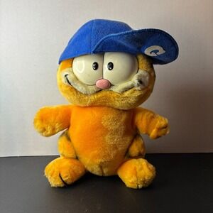 Vintage Garfield Plush Toy Blue Baseball Cap 1981 Dakin Inc No Glove Collectible